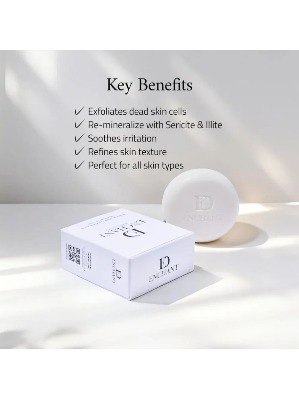 Mineral Facial Cleansing Bar with Sericite & Illite Clay for Smooth, Radiant